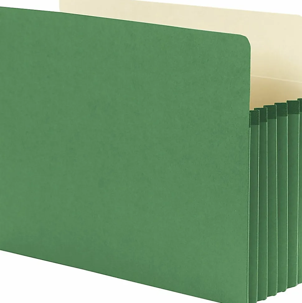 Smead® Color Top-Tab File Pockets, Letter Size, 5 1/4" Expansion, Green