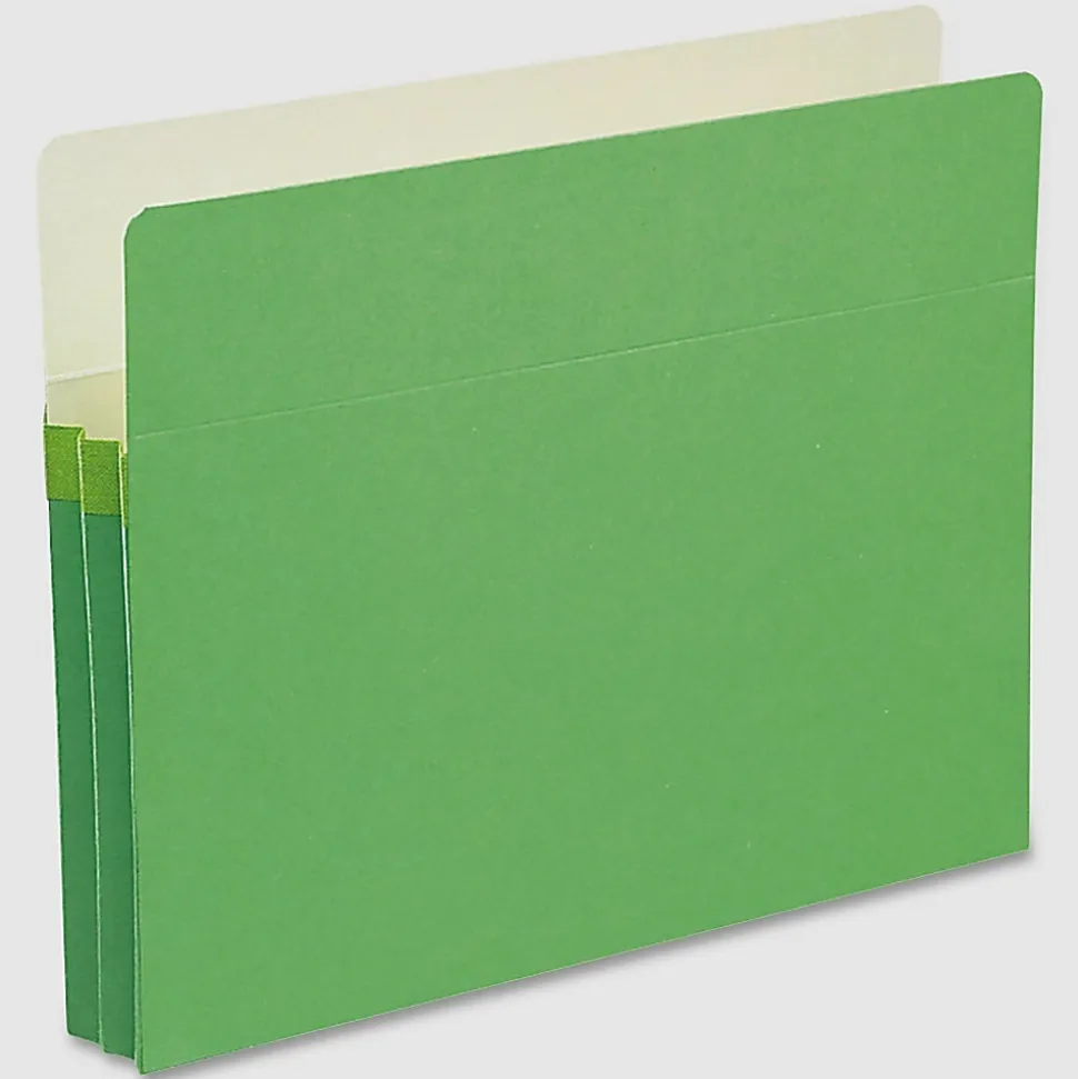 Smead® Color Top-Tab File Pockets, Letter Size, 1 3/4" Expansion, Green