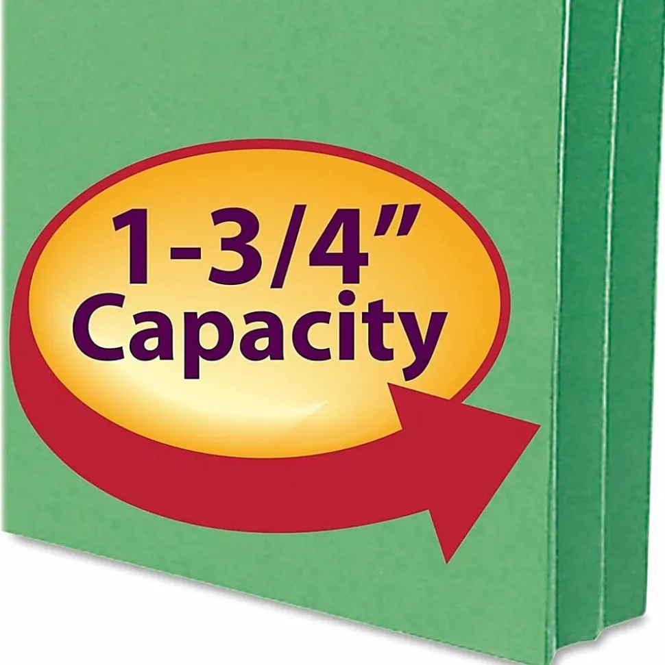 Smead® Color Top-Tab File Pockets, Letter Size, 1 3/4" Expansion, Green