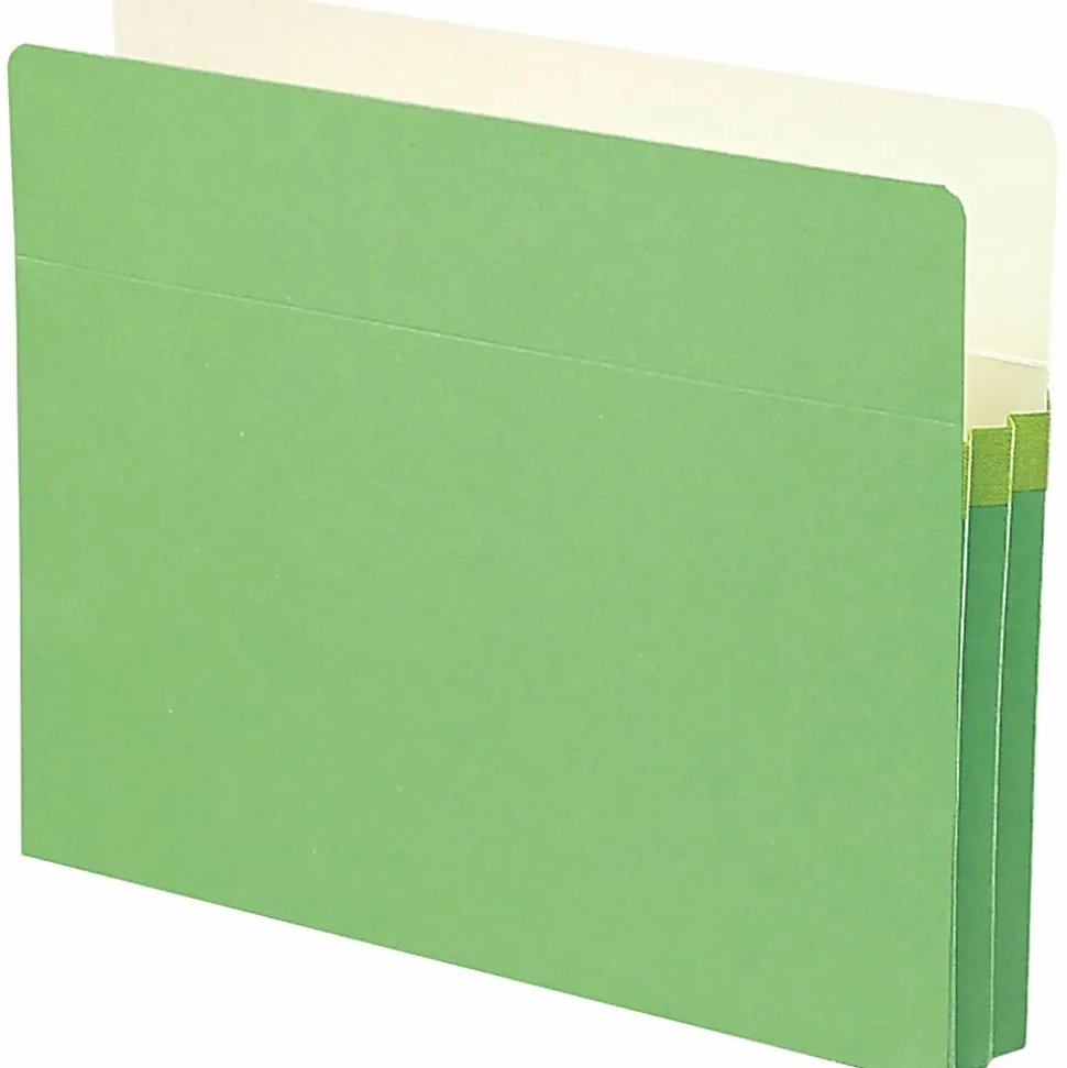 Smead® Color Top-Tab File Pockets, Letter Size, 1 3/4" Expansion, Green