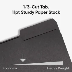 Smead® 1/3-Cut Interior Folders, Letter Size, Black, Box Of 100