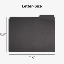 Smead® 1/3-Cut Interior Folders, Letter Size, Black, Box Of 100