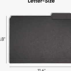 Smead® 1/3-Cut Interior Folders, Letter Size, Black, Box Of 100