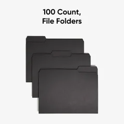 Smead® 1/3-Cut Interior Folders, Letter Size, Black, Box Of 100
