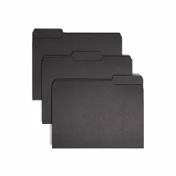 Smead® 1/3-Cut Interior Folders, Letter Size, Black, Box Of 100