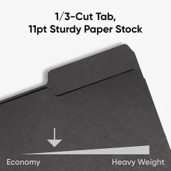 Smead® 1/3-Cut Interior Folders, Letter Size, Black, Box Of 100