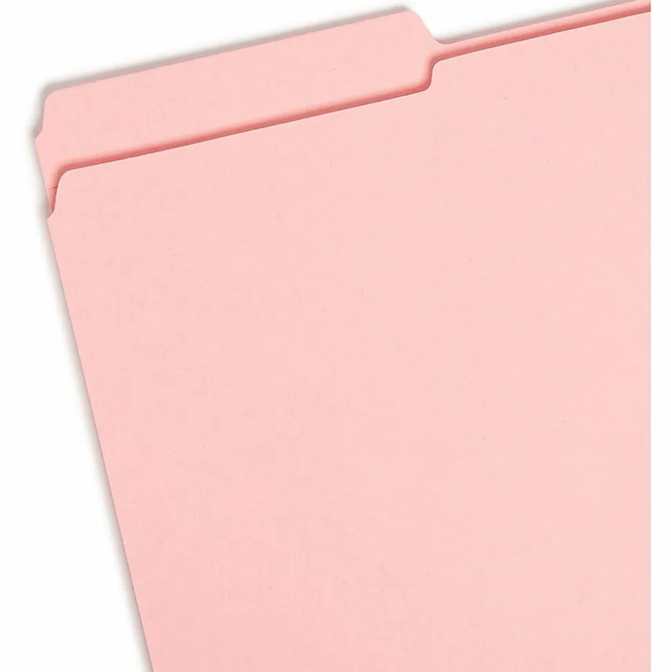 Smead® 1/3-Cut 2-Ply Color File Folders, Legal Size, Pink, Box Of 100
