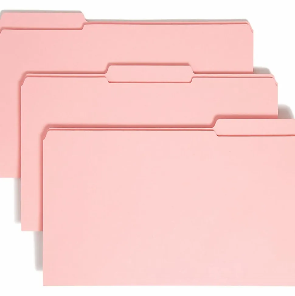 Smead® 1/3-Cut 2-Ply Color File Folders, Legal Size, Pink, Box Of 100