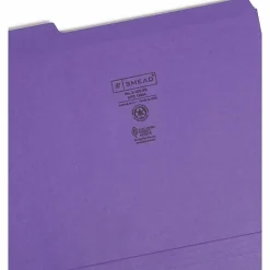 Smead® 1/3-Cut 2-Ply Color File Folders, Letter Size, Purple, Box Of 100