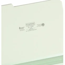 Smead® 1/3-Cut Pressboard Top-Tab Folders, Letter Size, 100% Recycled, Gray/Green, Box Of 25