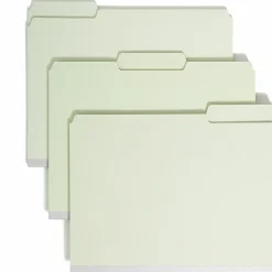 Smead® 1/3-Cut Pressboard Top-Tab Folders, Letter Size, 100% Recycled, Gray/Green, Box Of 25