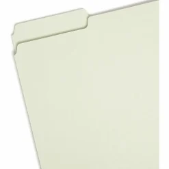 Smead® 1/3-Cut Pressboard Top-Tab Folders, Letter Size, 100% Recycled, Gray/Green, Box Of 25
