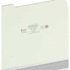 Smead® 1/3-Cut Pressboard Top-Tab Folders, Letter Size, 100% Recycled, Gray/Green, Box Of 25