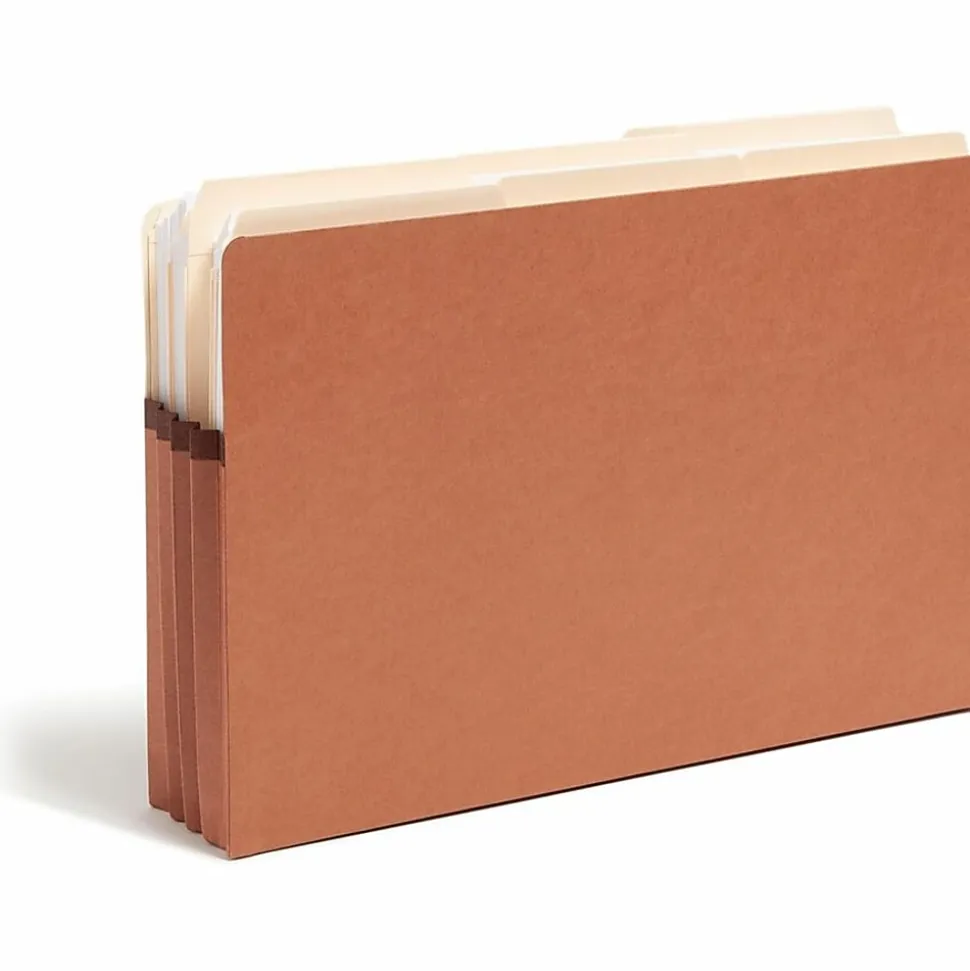 Smead® 2/5-Cut Top-Tab File Pockets, Legal Size, 3 1/2" Expansion, 30% Recycled, Redrope, Box Of 25