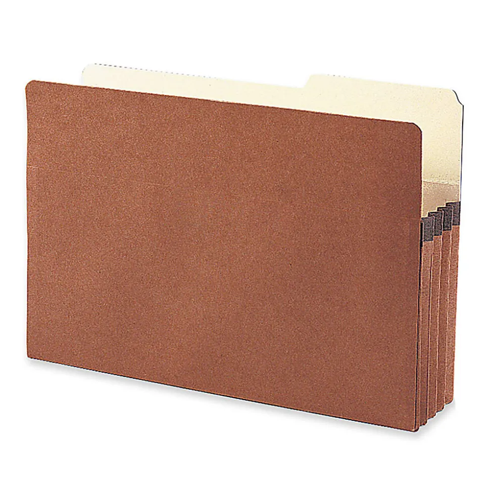 Smead® 2/5-Cut Top-Tab File Pockets, Legal Size, 3 1/2" Expansion, 30% Recycled, Redrope, Box Of 25