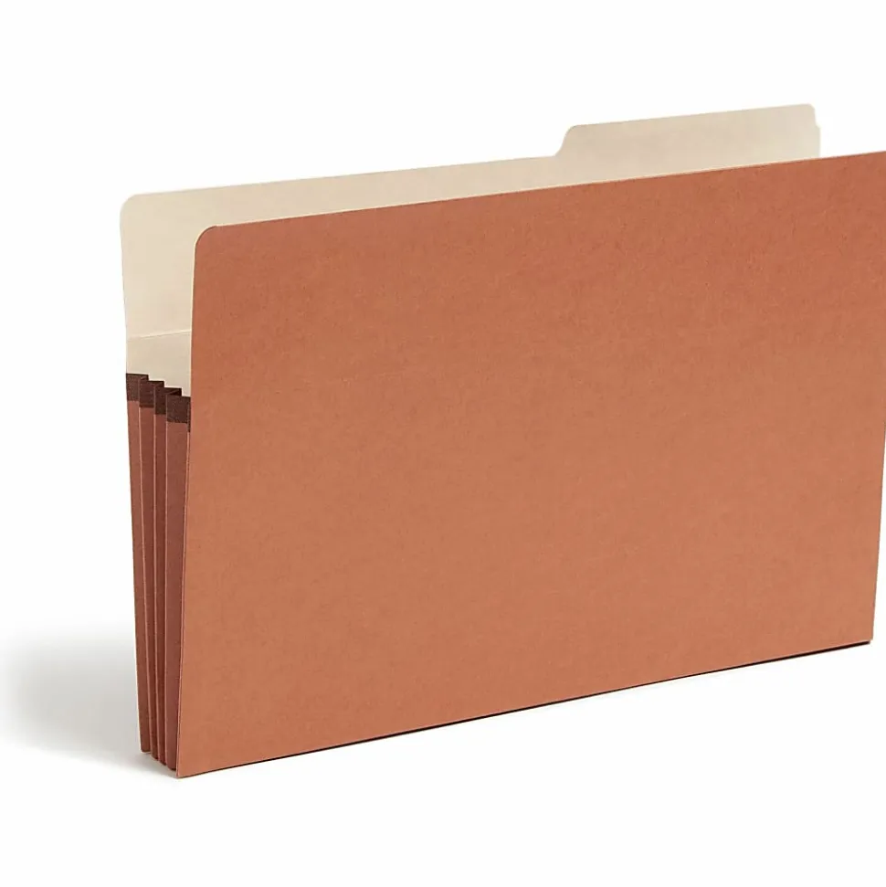 Smead® 2/5-Cut Top-Tab File Pockets, Legal Size, 3 1/2" Expansion, 30% Recycled, Redrope, Box Of 25