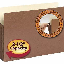 Smead® Easy-Access Top-Tab Tyvek® File Pockets, Legal Size, 3 1/2