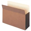 Smead® Easy-Access Top-Tab Tyvek® File Pockets, Letter Size, 5 1/4" Expansion, 30% Recycled, Redrope, Box Of 10