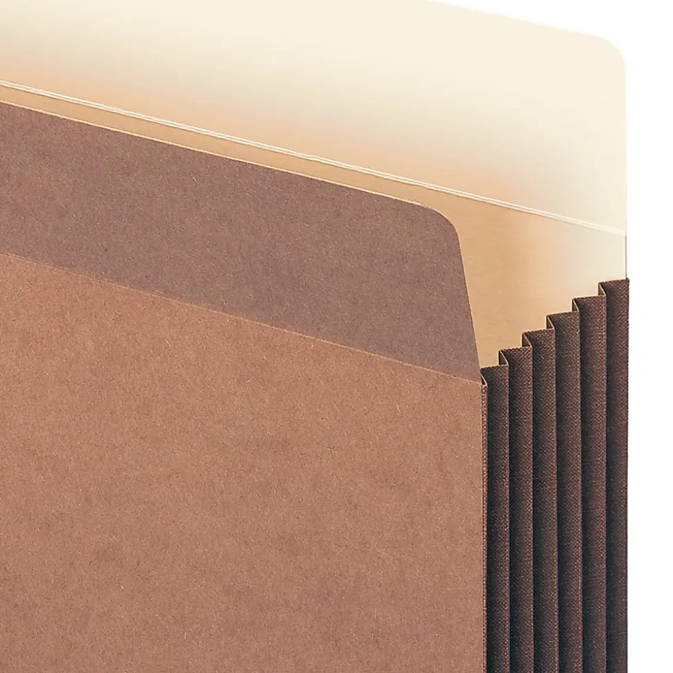 Smead® Easy-Access Top-Tab Tyvek® File Pockets, Letter Size, 5 1/4" Expansion, 30% Recycled, Redrope, Box Of 10
