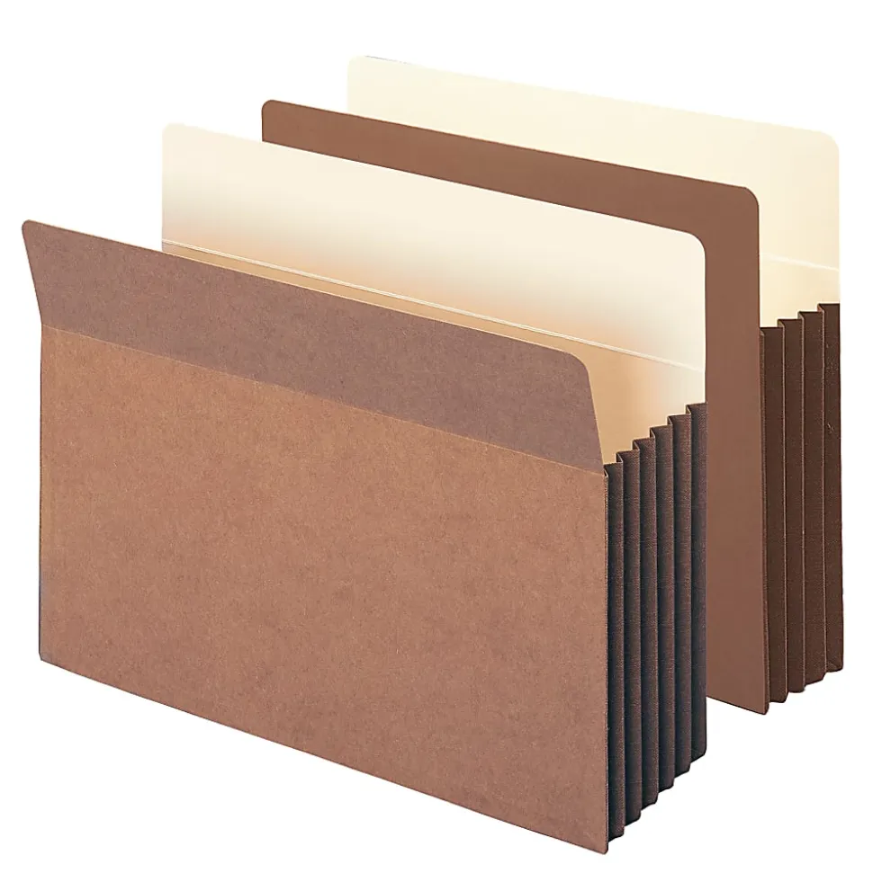 Smead® Easy-Access Top-Tab Tyvek® File Pockets, Letter Size, 5 1/4" Expansion, 30% Recycled, Redrope, Box Of 10