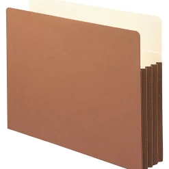 Smead® Easy-Access Top-Tab Tyvek® File Pockets, Letter Size, 3 1/2" Expansion, 30% Recycled, Redrope, Box Of 10