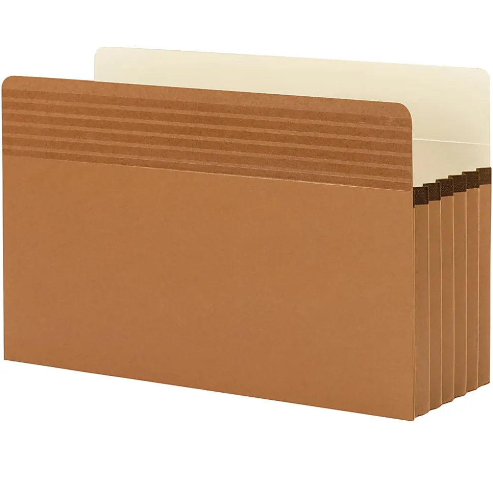 Smead® Easy Grip® Pockets, 5 1/4" Expansion, Legal Size, 30% Recycled, Redrope, Pack Of 10