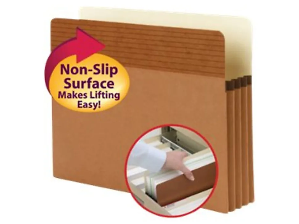Smead® Easy Grip® Pockets, 3 1/2" Expansion, Letter Size, 30% Recycled, Redrope, Pack Of 25