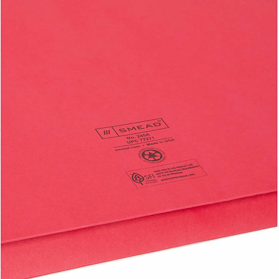 Smead® Elastic Closure Expanding School Wallets, Legal Size, 2" Expansion, Assorted Colors, Pack Of 50