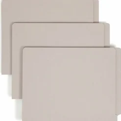 Smead® End-Tab Colored Fastener Folders With Shelf-Master® Reinforced Tab And 2 Fasteners, 3/4" Expansion, Letter Size, Gray, Box Of 50 Folders