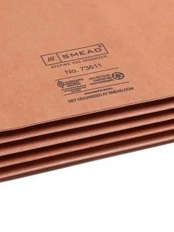 Smead® End-Tab Extra-Wide File Pockets, 3-1/2" Expansion, Extra-Wide Legal Size, 100% Recycled, Redrope, Pack Of 25