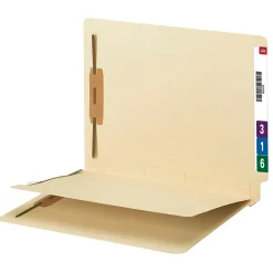 Smead® End-Tab Fastener Folders With Dividers, Letter Size, Manila, Box Of 50 (34220)
