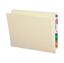 Smead® End-Tab Folders, Straight Cut, Letter Size, 100% Recycled, Manila, Pack Of 100