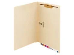 Smead® End-Tab Folders With Fastener, 8 1/2" x 14", Legal, Manila, Box of 50