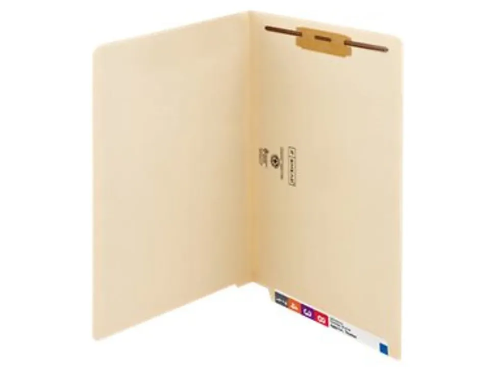 Smead® End-Tab Folders With Fastener, 8 1/2" x 14", Legal, Manila, Box of 50