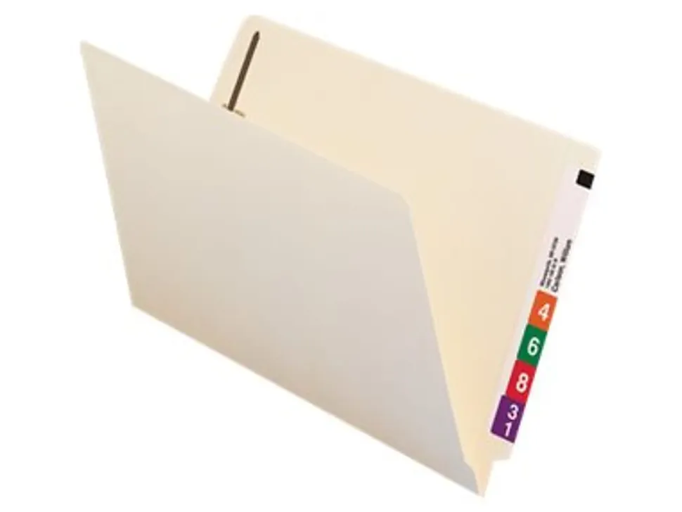 Smead® End-Tab Folders With Fastener, 8 1/2" x 14", Legal, Manila, Box of 50