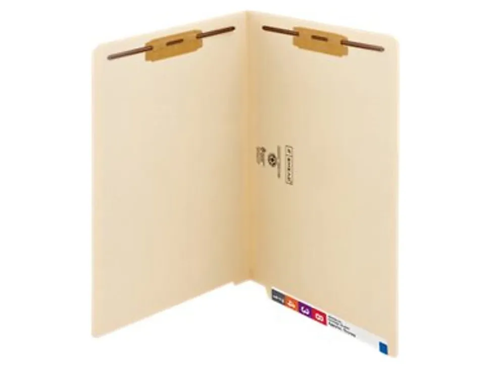Smead® End-Tab Folders With Fastener, Straight Cut, Legal Size, Manila, Pack Of 50