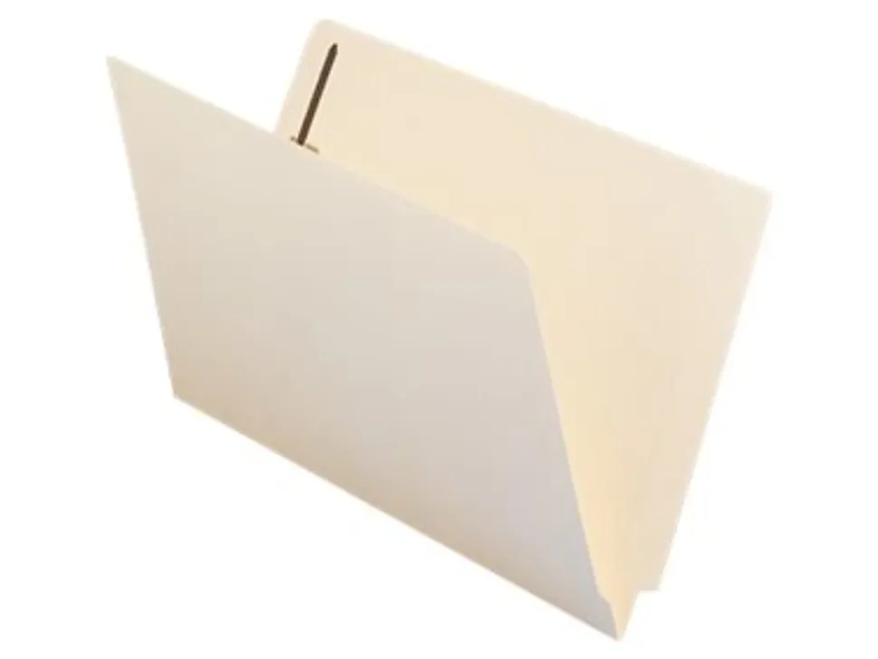 Smead® End-Tab Folders With Fastener, Straight Cut, Legal Size, Manila, Pack Of 50
