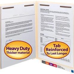 Smead® End-Tab Folders With 2 Fasteners, Straight Cut, Letter Size, Manila, Box Of 50