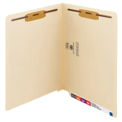 Smead® End-Tab Folders With 2 Fasteners, Straight Cut, Letter Size, Manila, Box Of 50