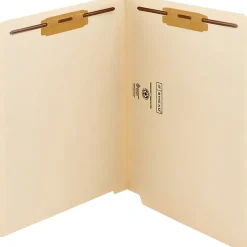 Smead® End-Tab Folders With 2 Fasteners, Straight Cut, Letter Size, Manila, Box Of 50
