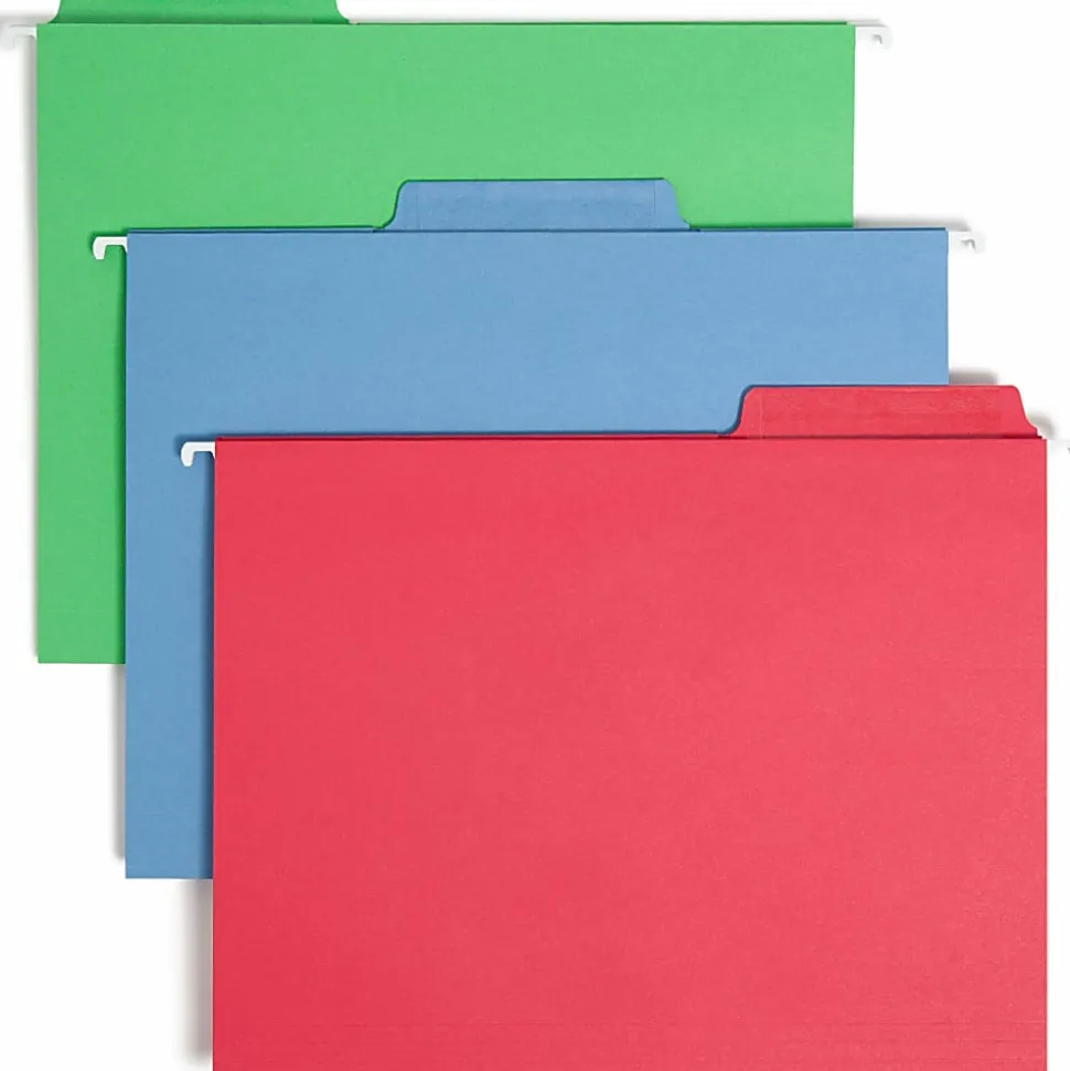 Smead® Erasable FasTab® Hanging Folders, Letter Size, Assorted Colors, Box Of 18