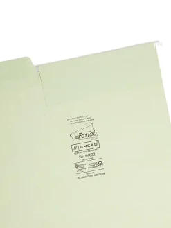 Smead® Erasable FasTab® Hanging File Folders, Letter Size, Moss, Box Of 20 Folders