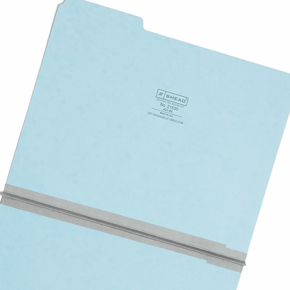 Smead® Expanding File Folders, 1" Expansion, Letter Size, 1/3 Cut, 100% Recycled, Blue, Box Of 25