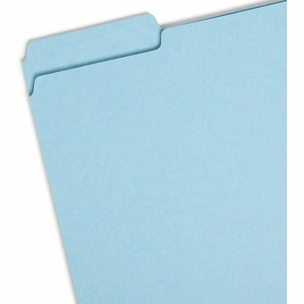 Smead® Expanding File Folders, 1" Expansion, Letter Size, 1/3 Cut, 100% Recycled, Blue, Box Of 25