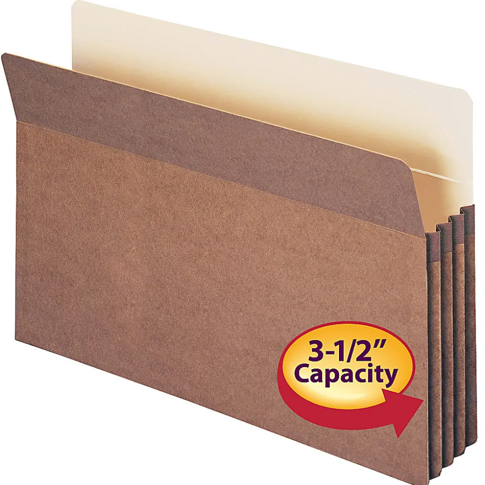 Smead® Expanding File Pockets, 3 1/2" Expansion, 9 1/2" x 14 3/4", 30% Recycled, Redrope