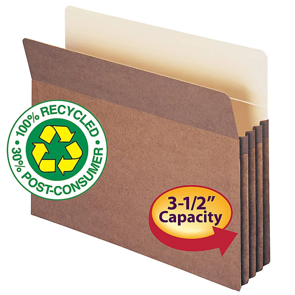 Smead® Expanding File Pockets, 3 1/2" Expansion, Letter Size, 100% Recycled, Redrope, Box Of 25