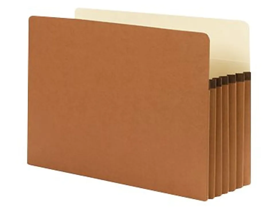 Smead® Expanding File Pocket With Tear Resistant Gusset, Legal Size, 5 1/4" Expansion, 100% Recycled, Redrope, Box Of 10
