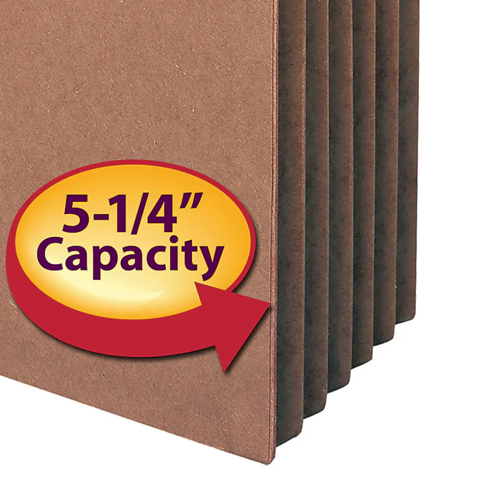 Smead® Expanding File Pocket With Tear Resistant Gusset, Legal Size, 5 1/4" Expansion, 100% Recycled, Redrope, Box Of 10