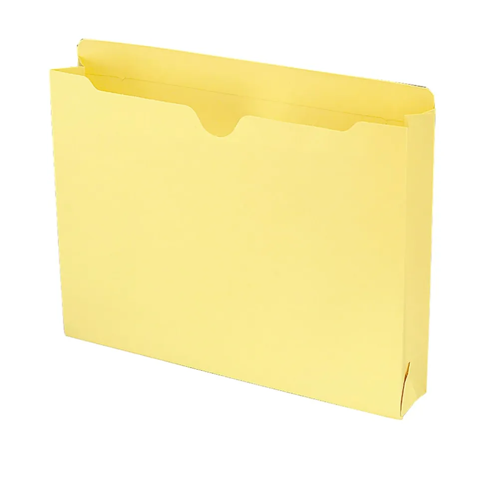 Smead® Expanding Reinforced Top-Tab File Jackets, 2" Expansion, Letter Size, Yellow, Box Of 50