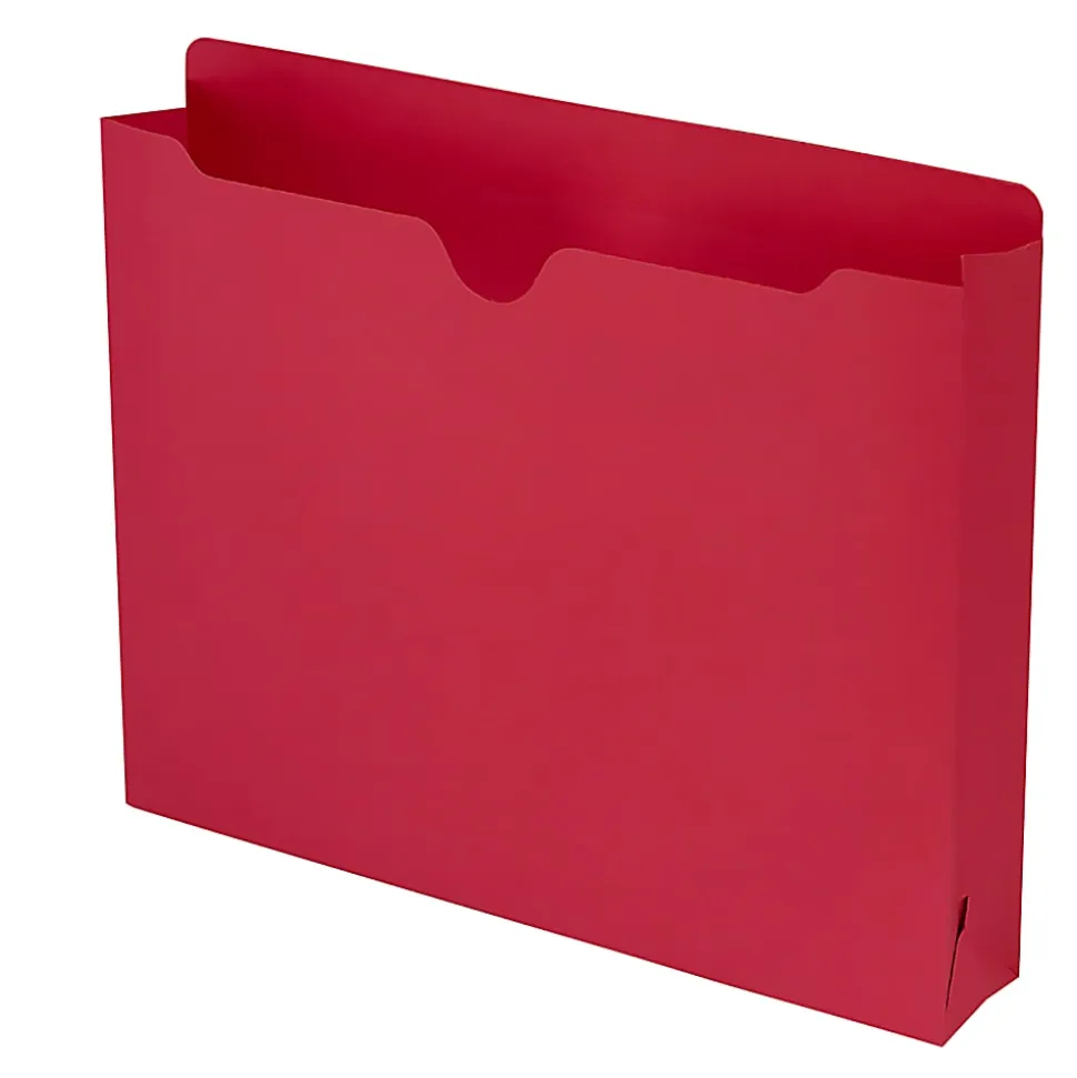 Smead® Expanding Reinforced Top-Tab File Jackets, 2" Expansion, Letter Size, Red, Box Of 50